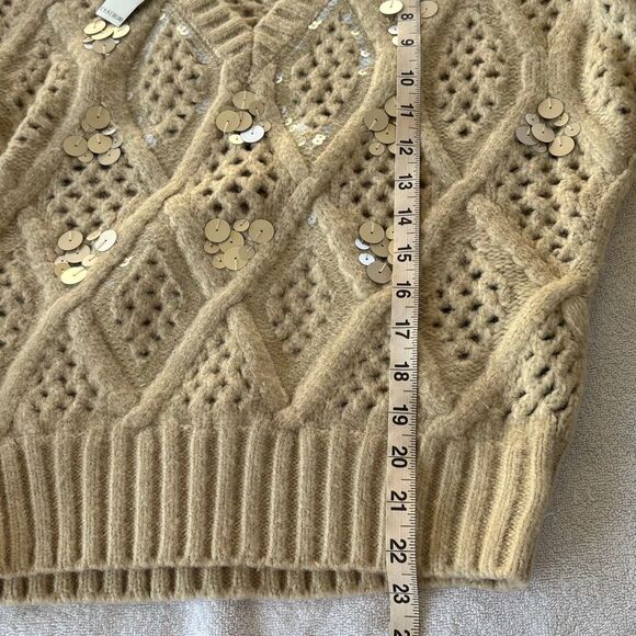 NWT WHBM white house black market cable knit embellished sweater M - Picture 12 of 14